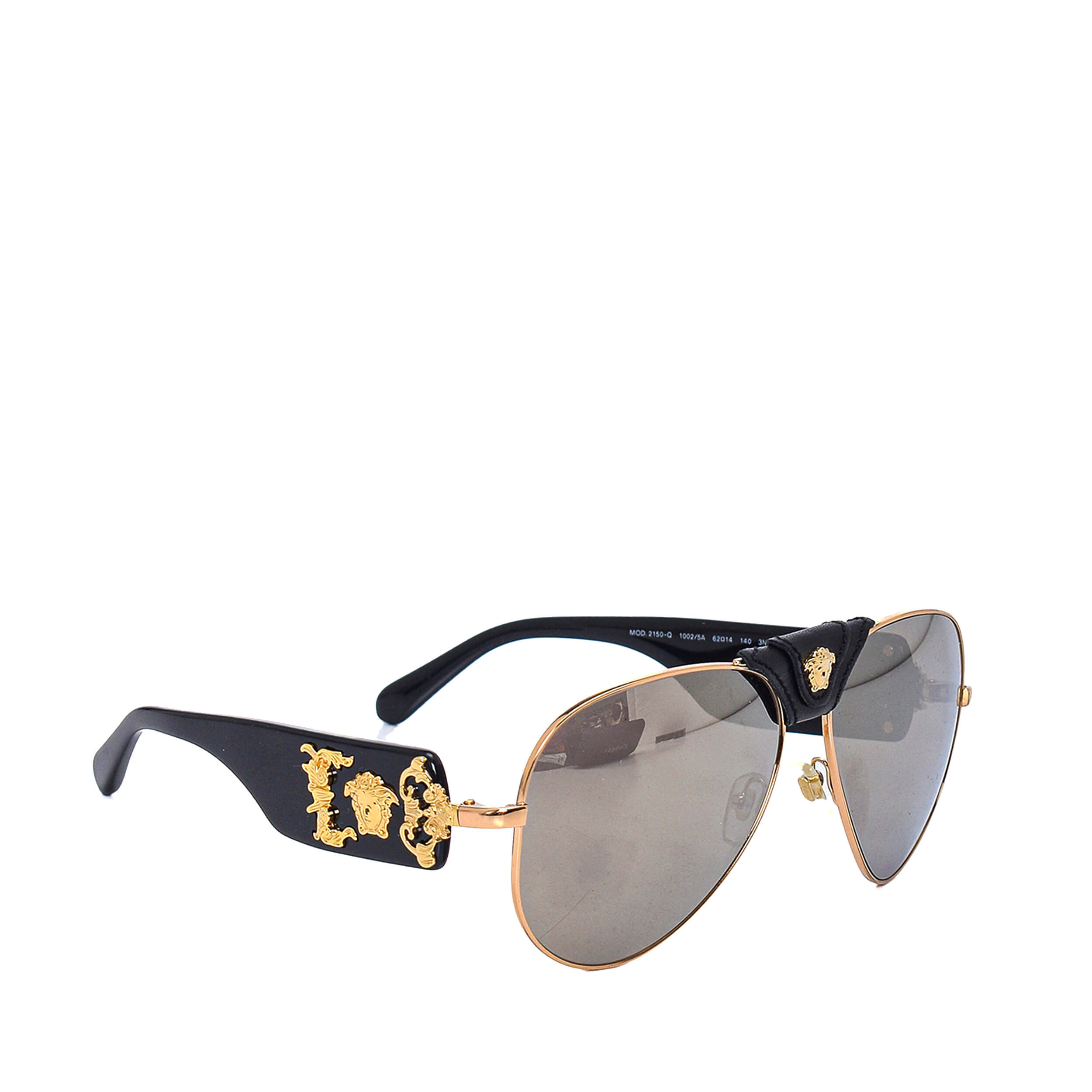 Versace - Black Acetate&Gold Stud Sunglasses